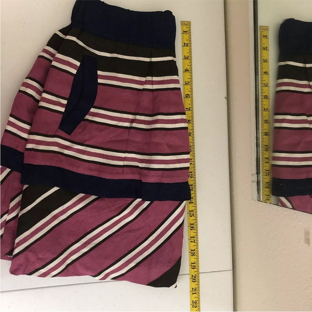 Anthropologie Maeve Women Ellery A - Line Skirt Size 8 Pink Blue Striped Pockets - Picture 10 of 10